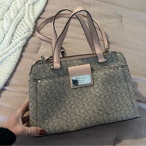 Calvin Klein Monogram Beige and Pink Satchel